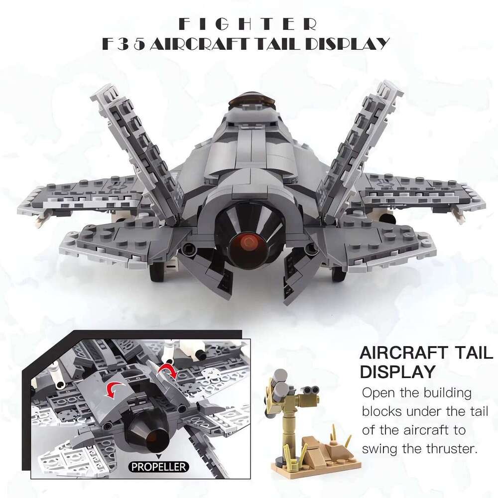 646pcs Military F35 Lightning II Fighter Jet Blocks Model Boys Building Toys for 3 4 5 6 7 8 9 10 11 12+ Year Old Gifts Z260306