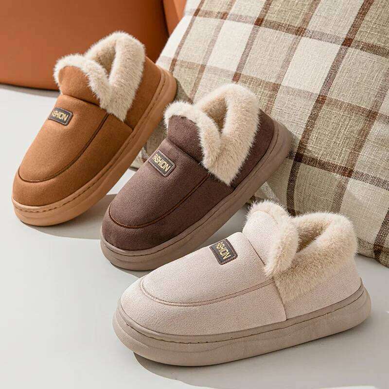 Litfun Warm Plush Slippers For Women Winter 2024 New Anti-slip Fur Fluffy House Cotton Shoes Female Comfort Furry Slides