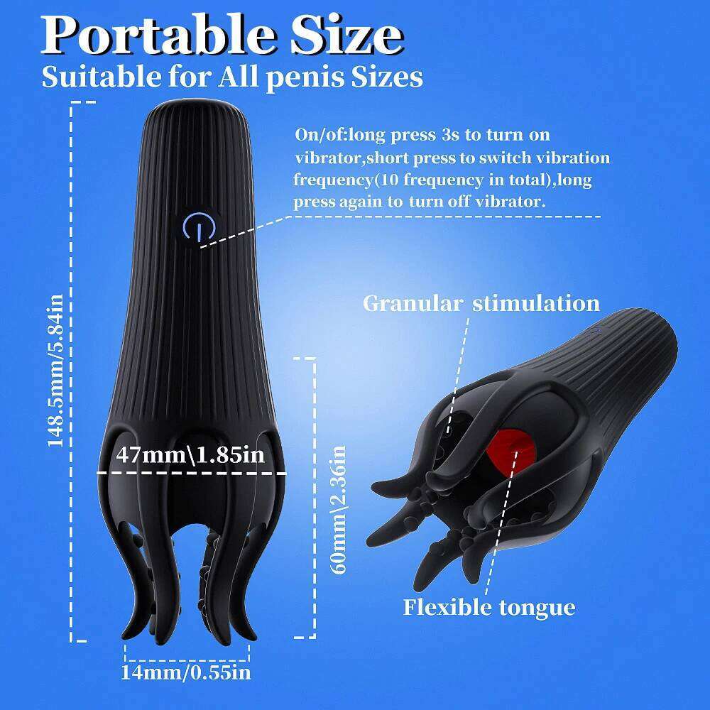 Male Tongue Licking Penis Masturbator Blowjob Orgasm Masturbation 10 Speed Glans Vibrating Massager Endurance Trainning Sex Toys W260305