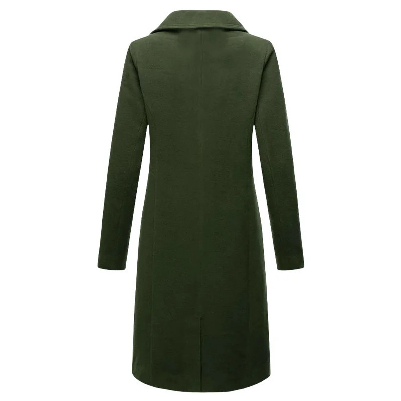 Womens Trench Double Breasted Woolen Lined Warm Jacket Lapel Slim Elegant Coat Large Size Streetwear Outerwear Clothing 260228