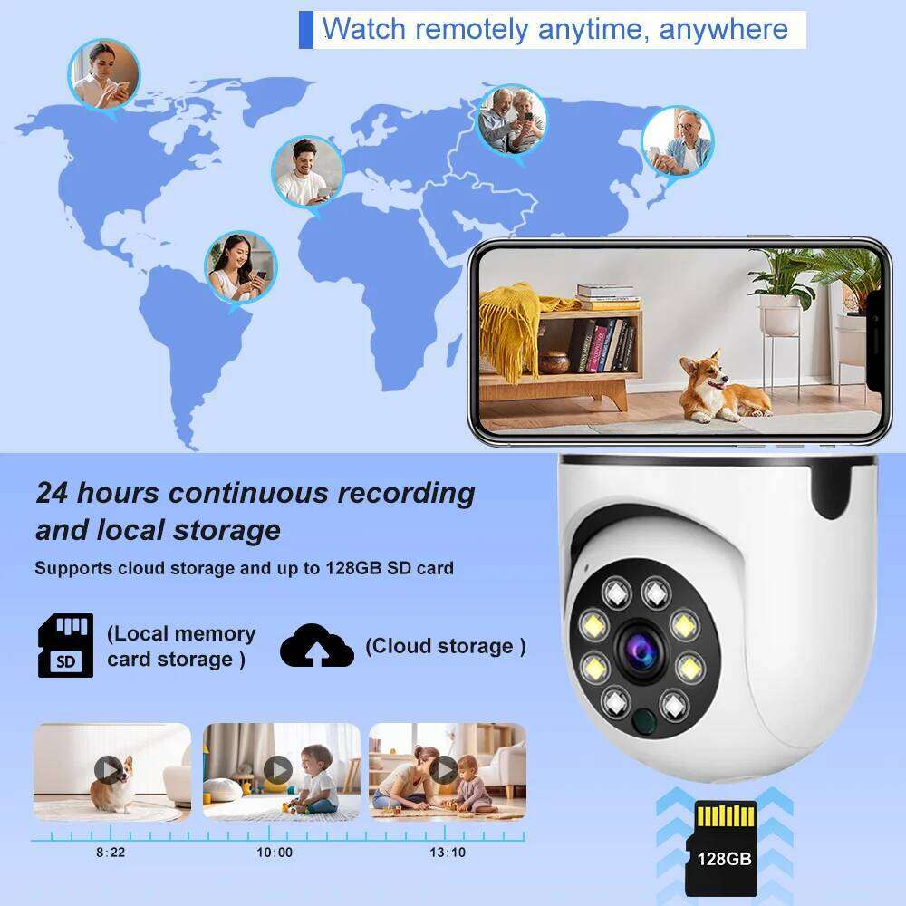 Tuya 2.4G/5G Dual-Band Bulb 3MP/4MP/5MP WiFi Two Way Voice AI Human Detection Night Vision E27 Camera Surveilance Cam 26W0306