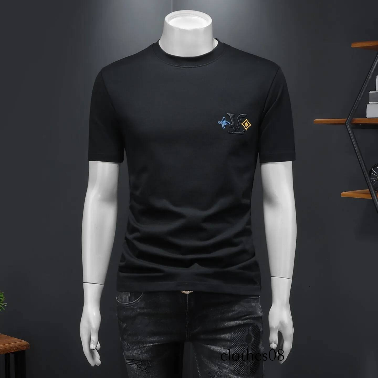 Men's Faionable round Ne ort T-irt Wide Cut f Sve Polyester Cotton Blend Summer Casual Urban Sle