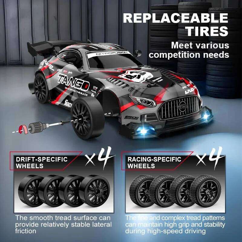 1/24 Remote Control Four-wheel Drive Drift Sports Car With LED Lights Racing High Speed Vehicle Kids Toys Multiplayer Game Gifts C260305