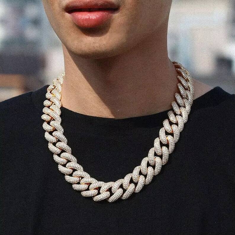 VVS D Color Moissanite S925 Sterling Silver Bracelet Iced Tennis Link Chain for Men Hip Hop Cuban Miami Style Jewelry Necklace