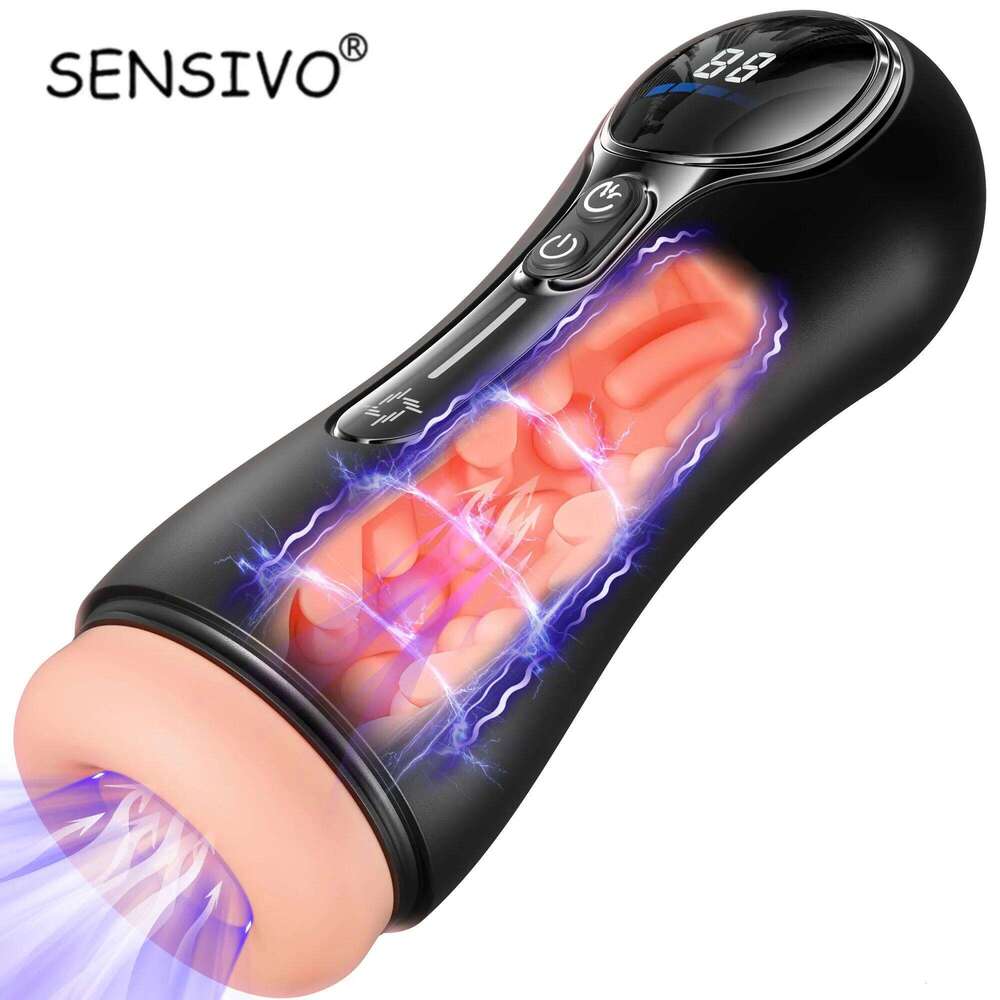 Realistic Vagina Automatic Male Sucking Masturbator with LED Display Pocket Pussy 9 Vibration Penis Massager Adult Sex Toys 18 W260305