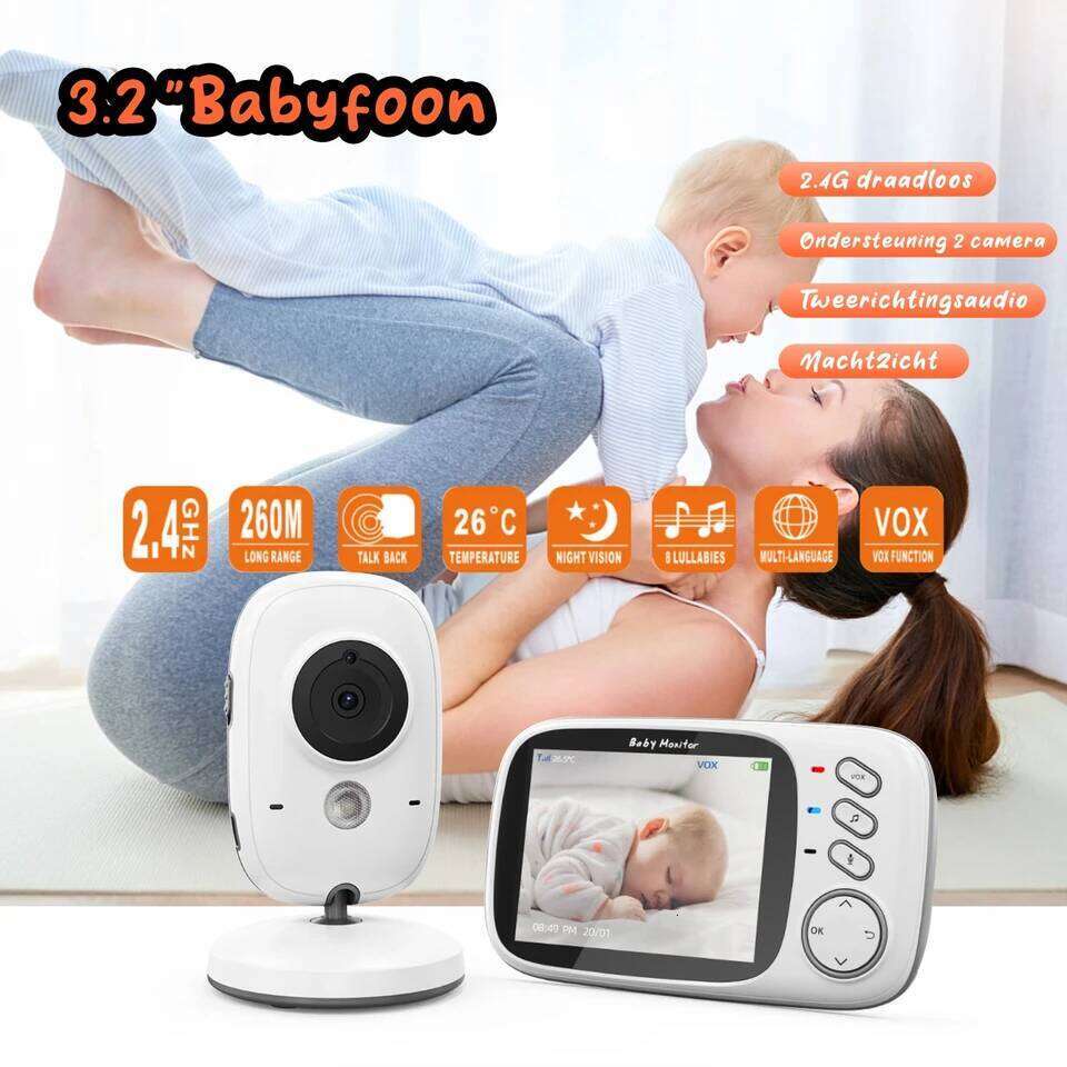 VB603 Baby Monitor 2.4G Wireless with 3.2 Inches LCD 2 Way Audio Talk Night Vision Surveillance Security Camera Babysitter 26W0306