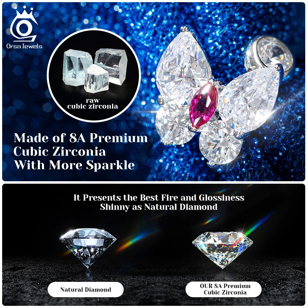ORSA JEWELS Exquisite 925 Sterling Silver Zircon Earrings for Women Shiny 8A Premium Cubic Zirconia Earrings Party Jewelry LZE03 260303