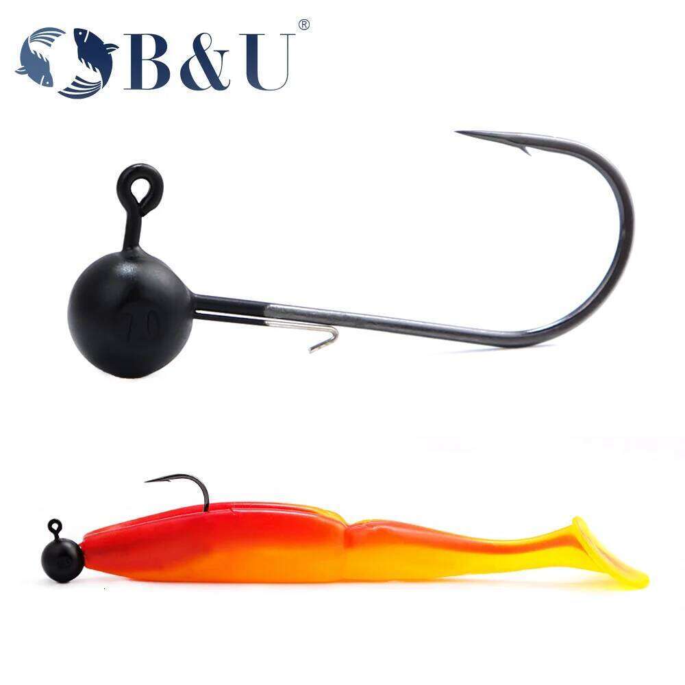B&U Jig Head 3/0 4/0 Tungsten Hook Barbed Fishing Tackle Accessories Kit Pesca Pike Bass Swimbait Fishhooks S260305