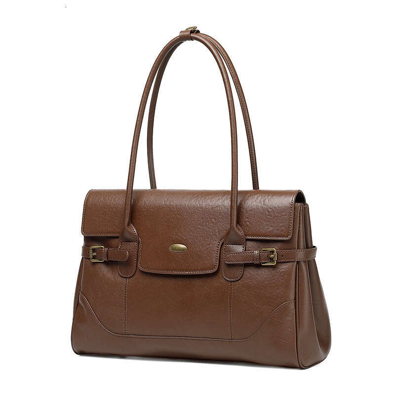 Luxury Shoulder Bags Totes Hobo Minimalist Top Layer Cowhide Genuine Leather Large Capacity Commuter Vintage Handbag Fashion Single Underarm Tote Bag 
