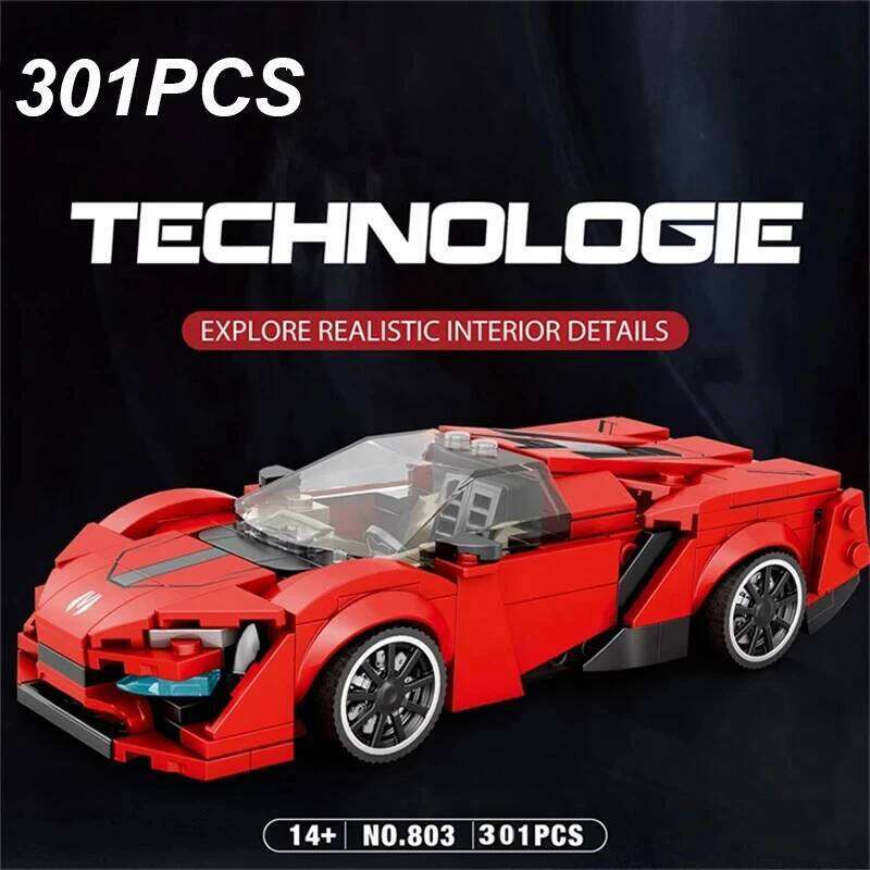 301PCS Red Sports Building Block Creative City Vehicle Classic Car Model Bricks Desktop Display Toys For Kids Holiday Gifts Z260305