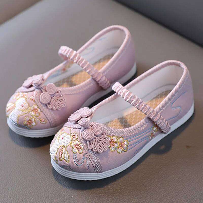 New Girls Flats Embroidery Cloth Kids For Baby Girl Loafers Chinese Style Festival Party Princess Shoes CSH1436 26H0306