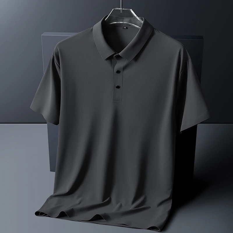 polo shirt men 6XL 7XL 8XL Summer High quality mens short-sleeved polo shirt Ice silk Mens business casual polo shirt 2212 260304