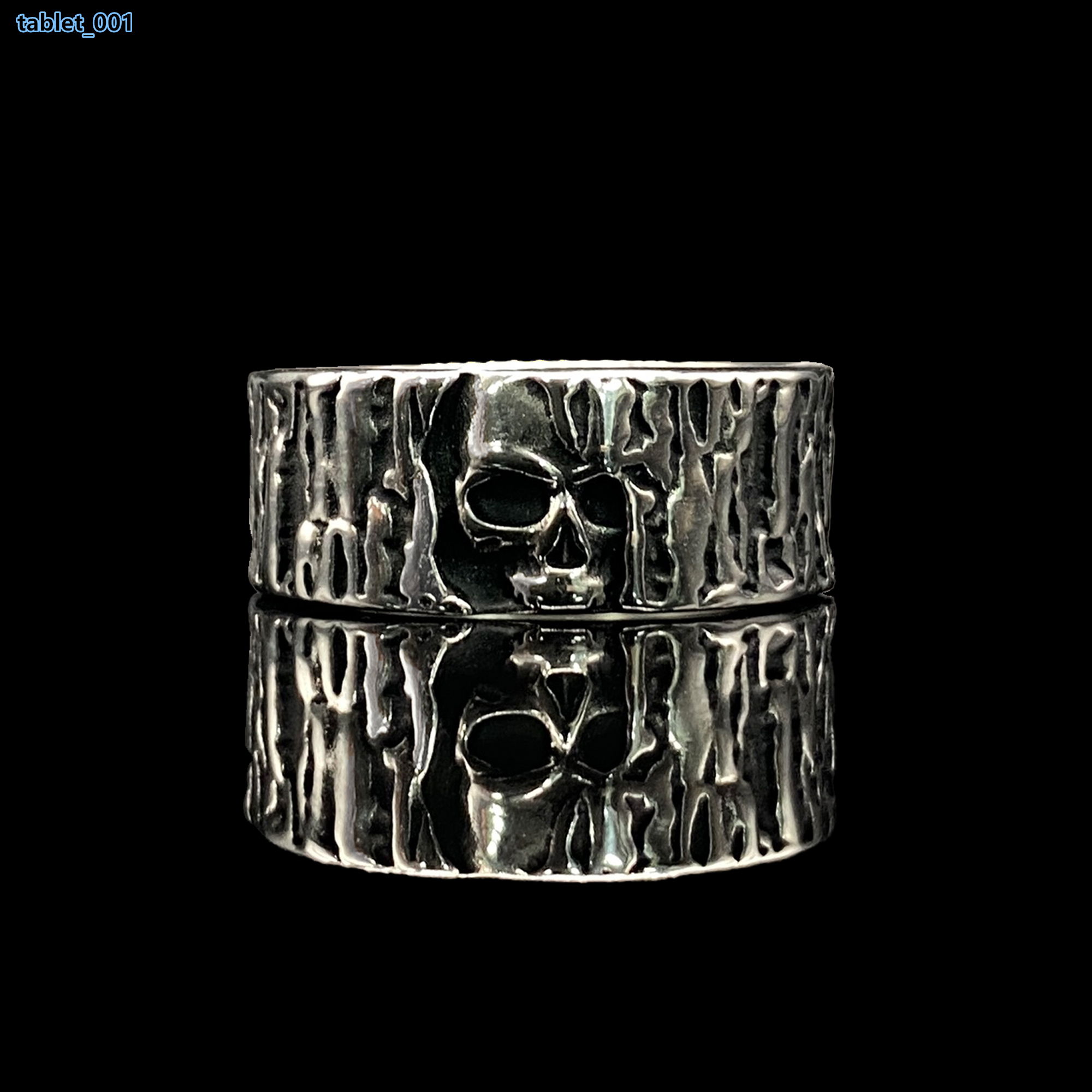 Retro Half Face Skull Tree Pattern Ring Death Skeleton Stainless Steel Band for Mens Halloween Punk Hip Hop Jewelry