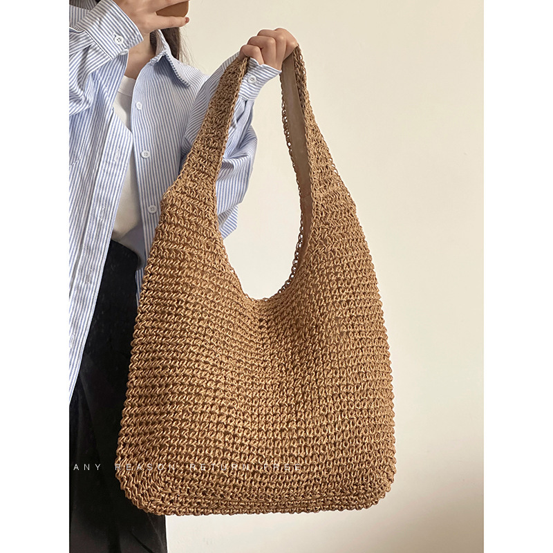 2026 Straw Luxury Handbag Bag For Women New Summer Beach Vacation Shoulder Bag Forest Style Handwoven Large Capacity