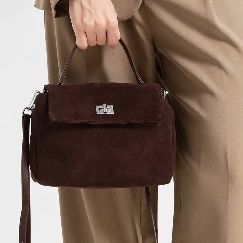 2026 NEW Autumn winter womens Natural Suede leather Crossbody Bag designer Genuine Leather commuting messenger bag H260306