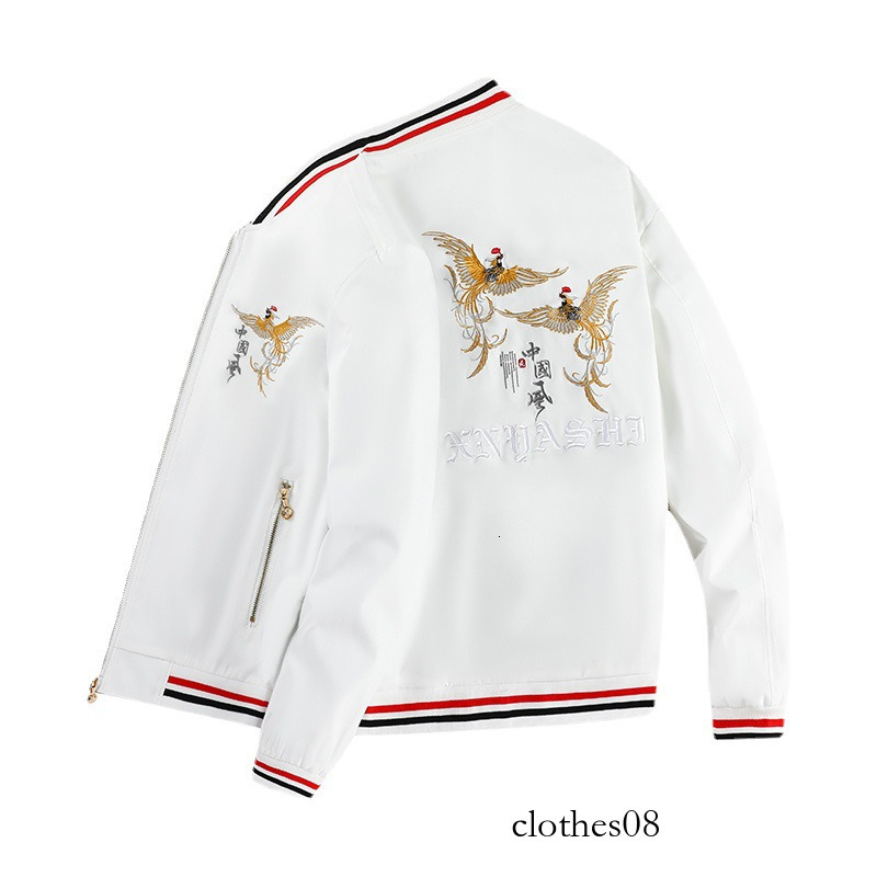 New European style trendy Chinese-style embroidered for men, casual slim-fit men's flight jacket