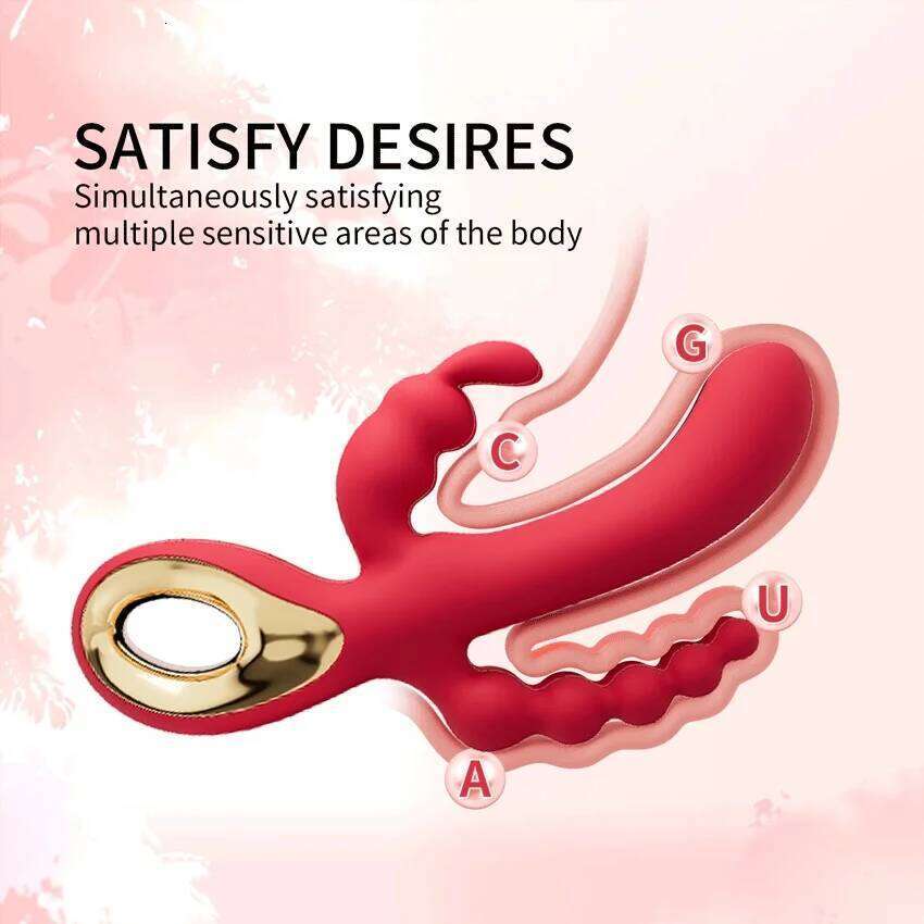 3 In 1 Dildo Rabbit Vibrators Woman Clitoris Massage Anal Beads Sex Toys For Adults G-Spot Stimulation Female Masturbator 18 W260305