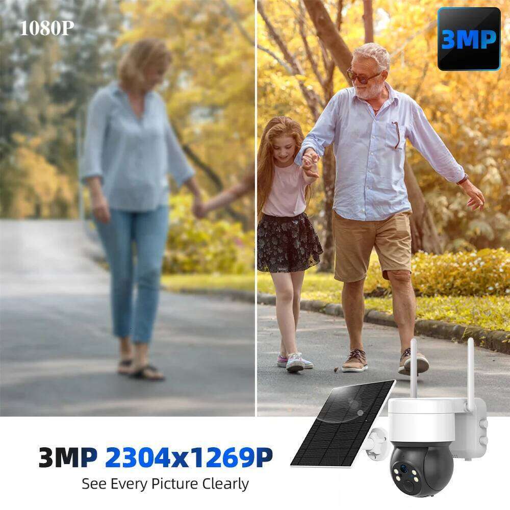 2.4Ghz WiFi/4G LTE Sim Card Tuya SmartLife 3MP Outdoor Motion Tracking Color Night Vision Surveillance Battery Solar CCTV Camera 26W0306