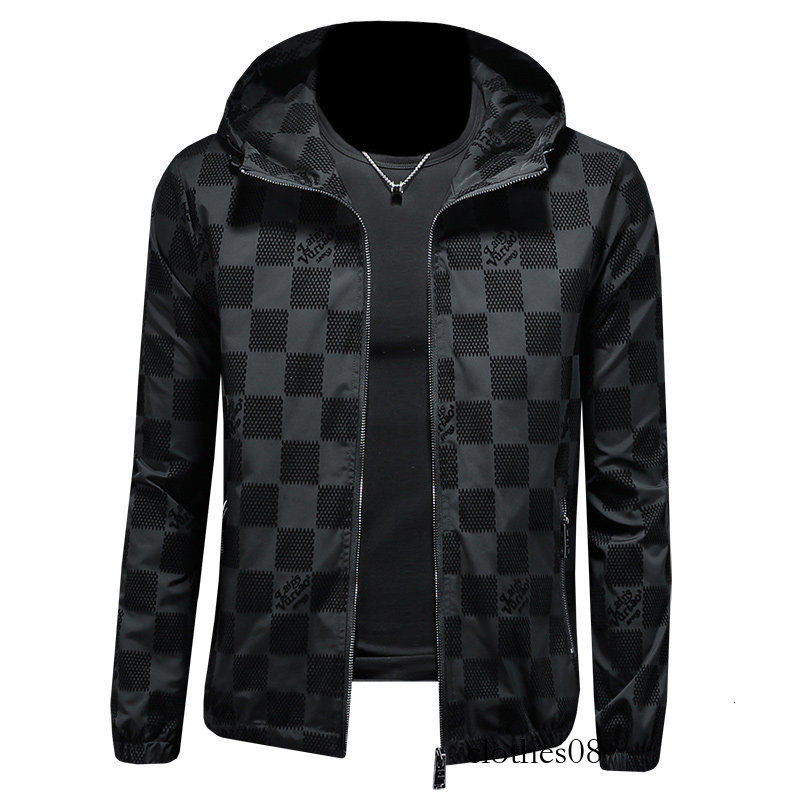 European Collection 2026 Spring New Men's Flocked Hooded Casual Jacket, Plus Size Slim Fit Jacquard Plaid Coat, Trendy