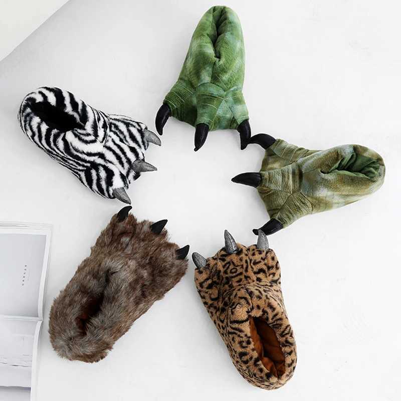 Winter Warm Soft Indoor Floor Slippers Women Men Shoes Paw Funny Animal Christmas Monster Claw Plush Home Cotton Shoes for Men S260305