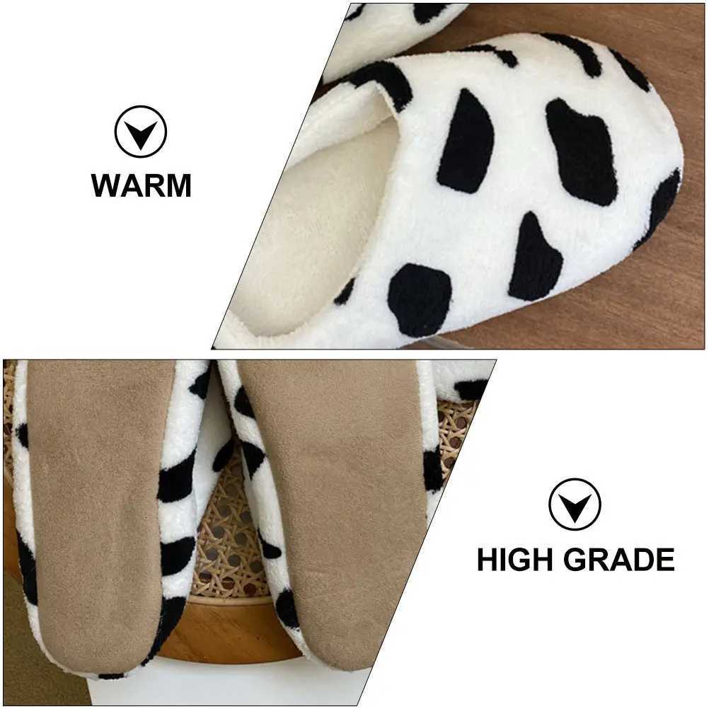 1 Pair Cow Pattern Winter Slippers Warm Slip-on Indoor Footwear Lightweight Students Bedroom Shoes Soft Warm Slippers Christmas S260305