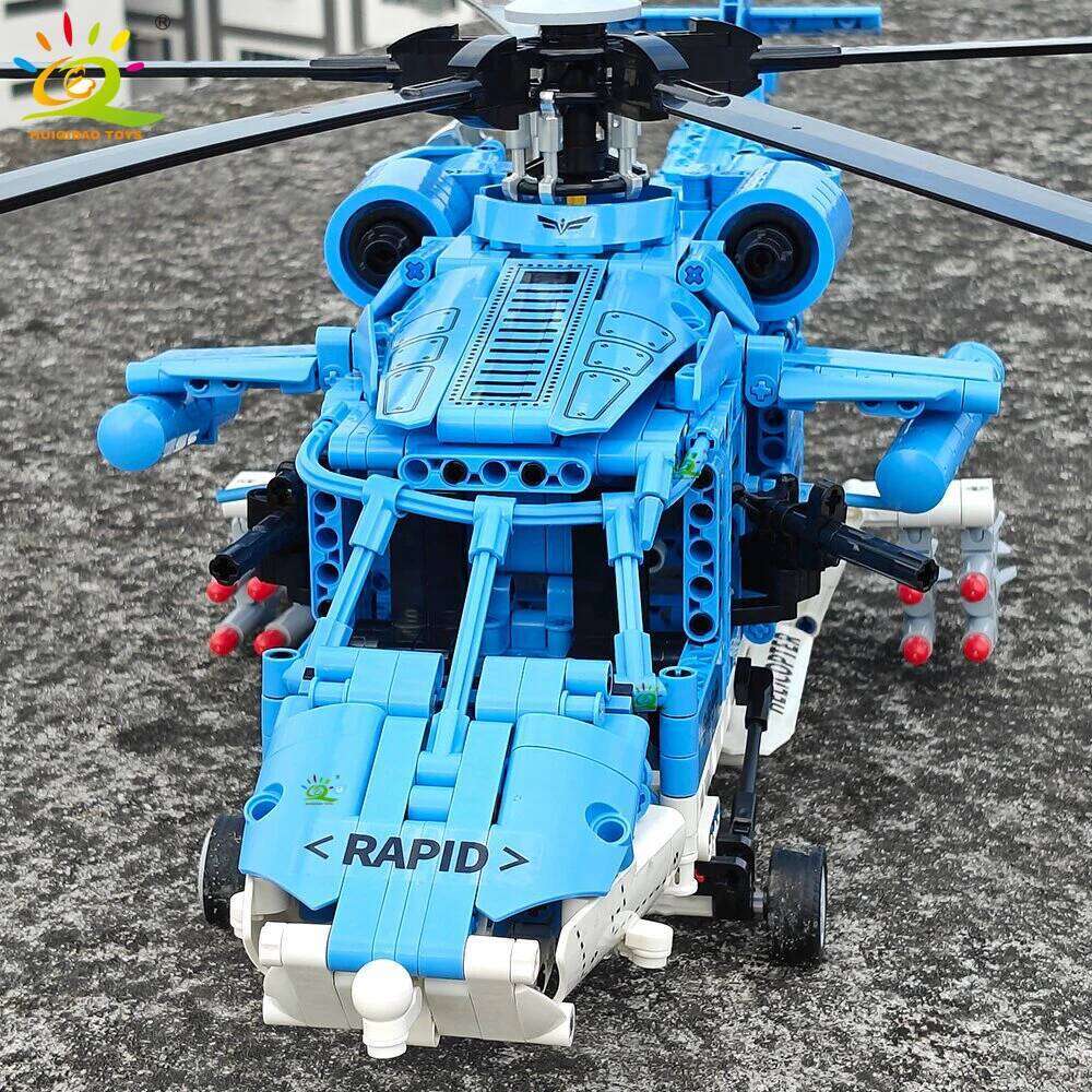 HUIQIBAO 1389PCS WW2 Military Helicopter Gunship Building Block Set for Children Airplane Weapon Bricks Toy Brick home Decor. Z260306