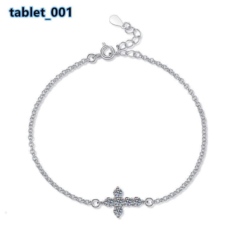 Wholesale 06CT VVS1 GRA Moissanite Hand Chain Jewelry Fashion 925 Sterling Silver Cross Chain Link Bracelets for Women