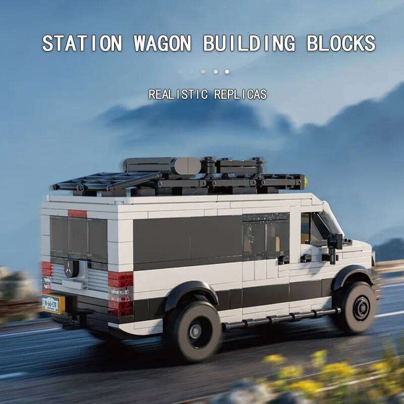 578PCS Station Wagon Building Blocks Camping RV SUV Car Connectable Travel Tailer Model Bricks Kids Educational Toy Holiday Gift Z260305