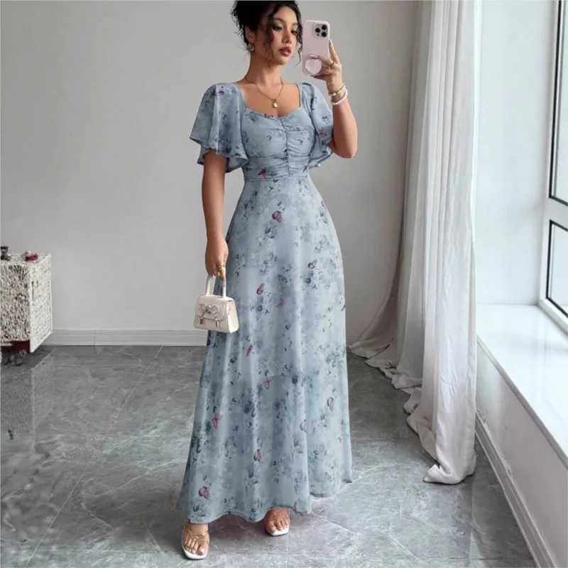 Summer New Style Slim Elegant Dress With Lotus Leaf Sleeves Womens Fashion Holiday Party Dresses For Women Robe Femme Vestidos X260306