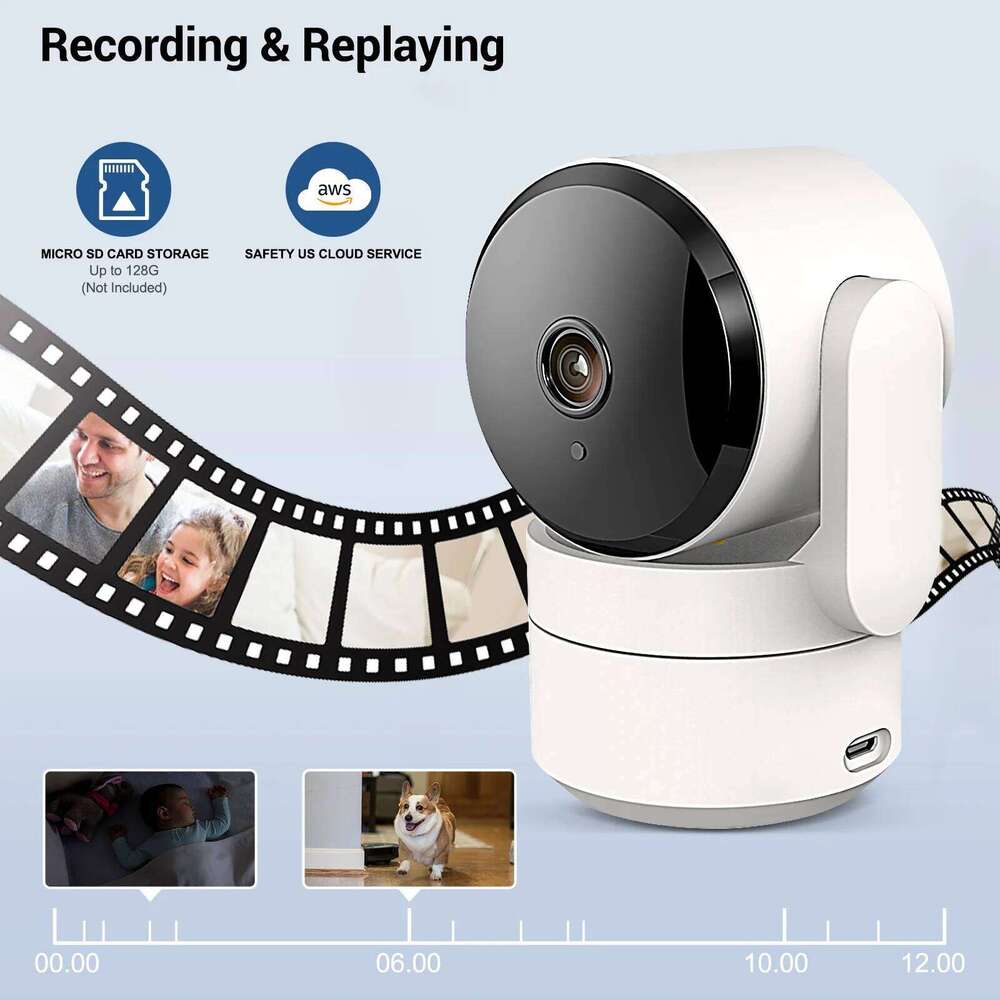 Amorom 2MP Wifi TUYA Smart Cloud PTZ IP Camera Night Vision Indoor Surveillance Cam For Yard Ai Detect P2P Video Monitor 26W0306