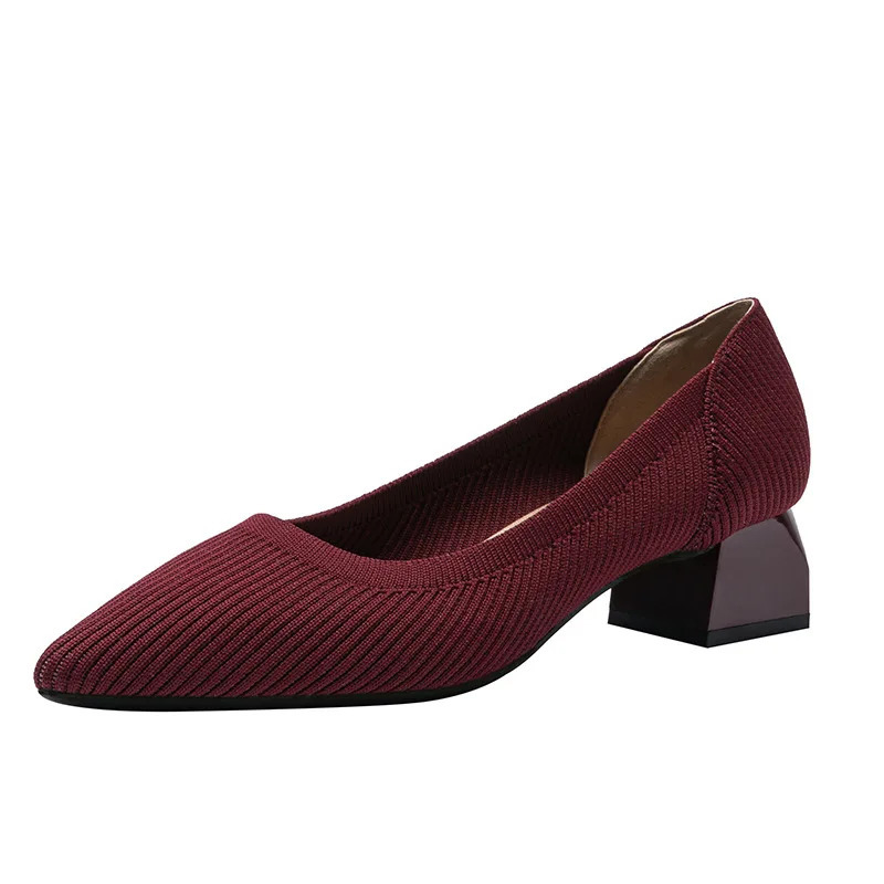 Square heel casual shoes for women flying woven single shoes 260306