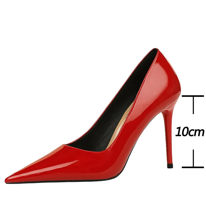 BIGTREE Shoes Pointed Toe Red Women Pumps Patent Leather High Heels Occupational OL Office Shoes Stiletto Female Heels Shoes 260306
