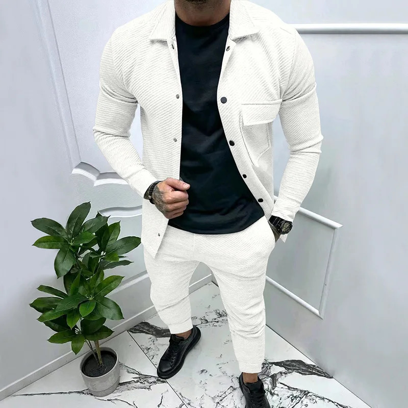 Autumn and Winter Mens Set Daily Leisure Outdoor Solid Color Fashion Set 260227