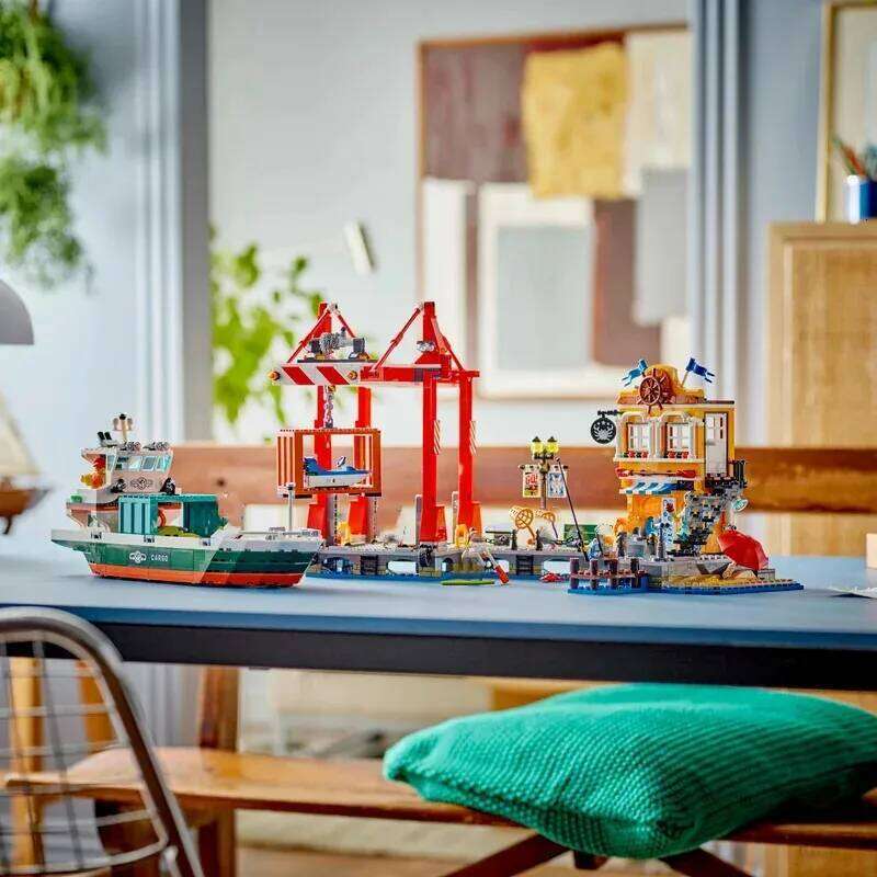 Third Party Compatible 60422 City Series Building Blocks Ship Terminal Port Cargo Harbor Crane Children's Toys Assembling Gift Z260306