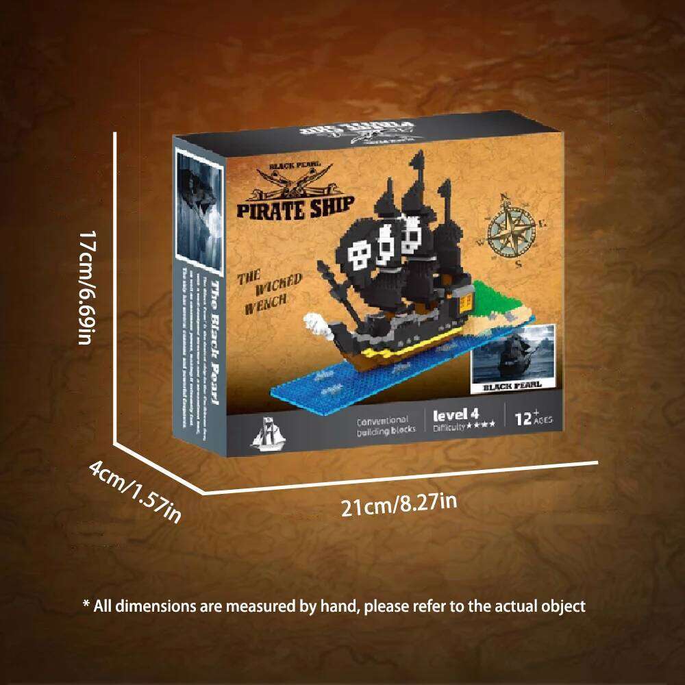 760PCS Pirate Ship, Model Toy, Micro Particles, Ornaments, Gift Box, Exercise Puzzle Hands-on Ability, Boys, Children Z260305