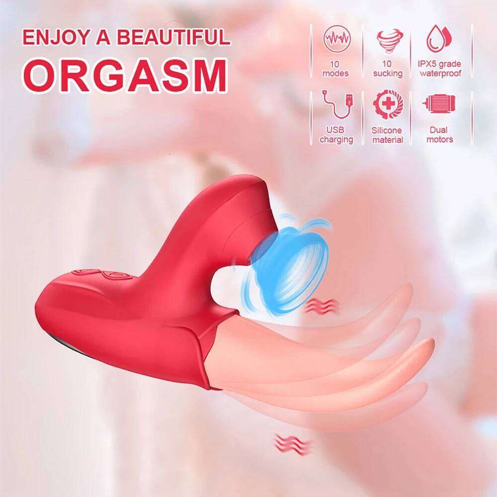Dildo 3 In 1 Tongue Swing Thrust Rose Masturbator G-spot Vagina Clitoral Massage Stimulation Vibrating Vibrator Adult Sex Toys W260305