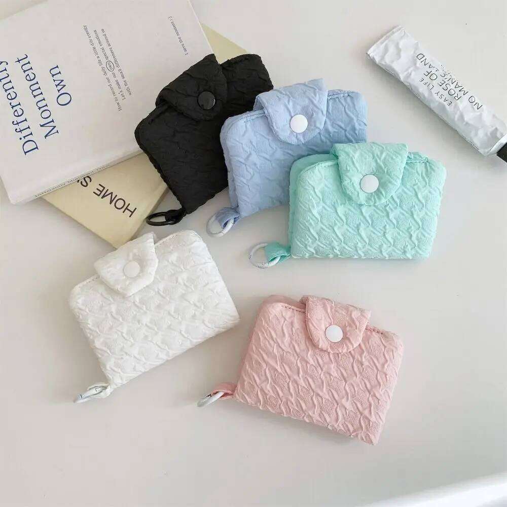 Canvas Candy Color Coin Bubble Zipper Purse Mini Cash Wallet Portable Multifunctional Cloth Envelope Wallets Female C260304