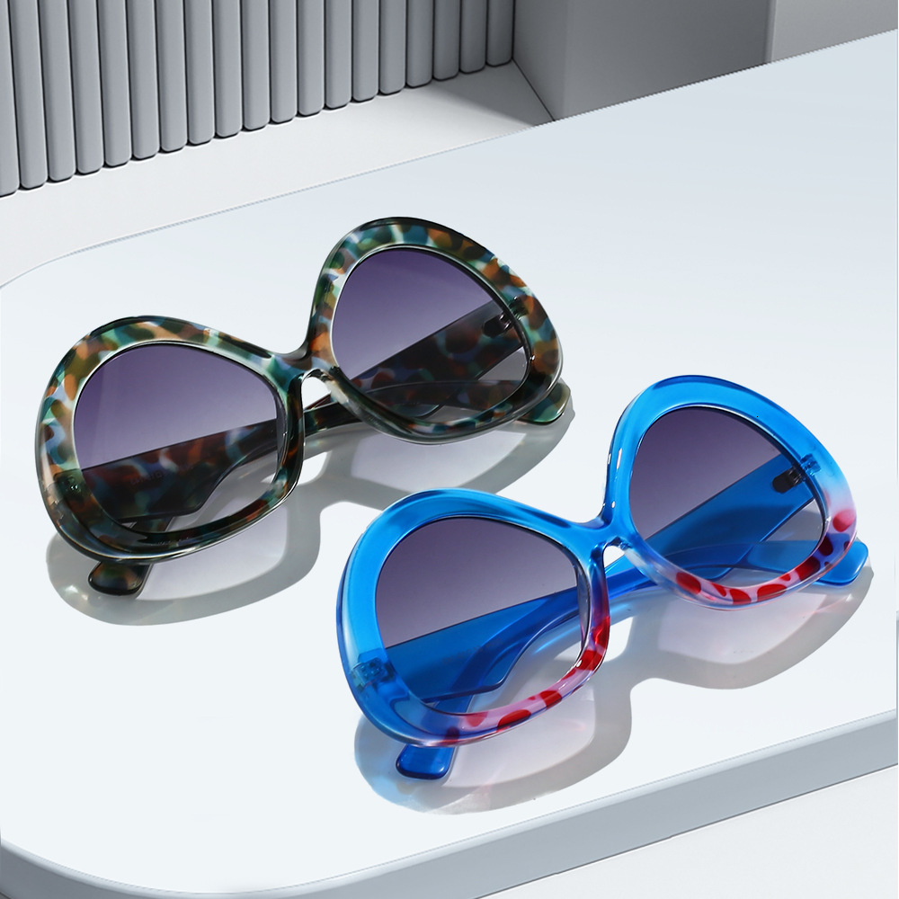 New simple stylish oval frame European American UV protection sunglasses, large frame, trendy, unique, and high-end
