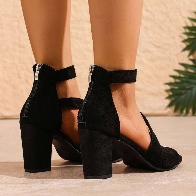 Summer 2025 Women's Roman Style High Heel Fashion Casual Solid Color Sandals