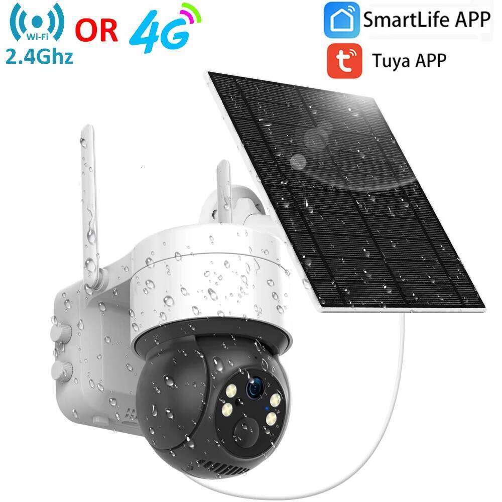 2.4Ghz WiFi/4G LTE Sim Card Tuya SmartLife 3MP Outdoor Motion Tracking Color Night Vision Surveillance Battery Solar CCTV Camera 26W0306