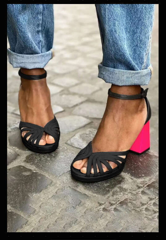 Wish Summer High Heeled Fashion Peep Toe Women S Shoes Large Size Open Toe Buckle Strap Sandals