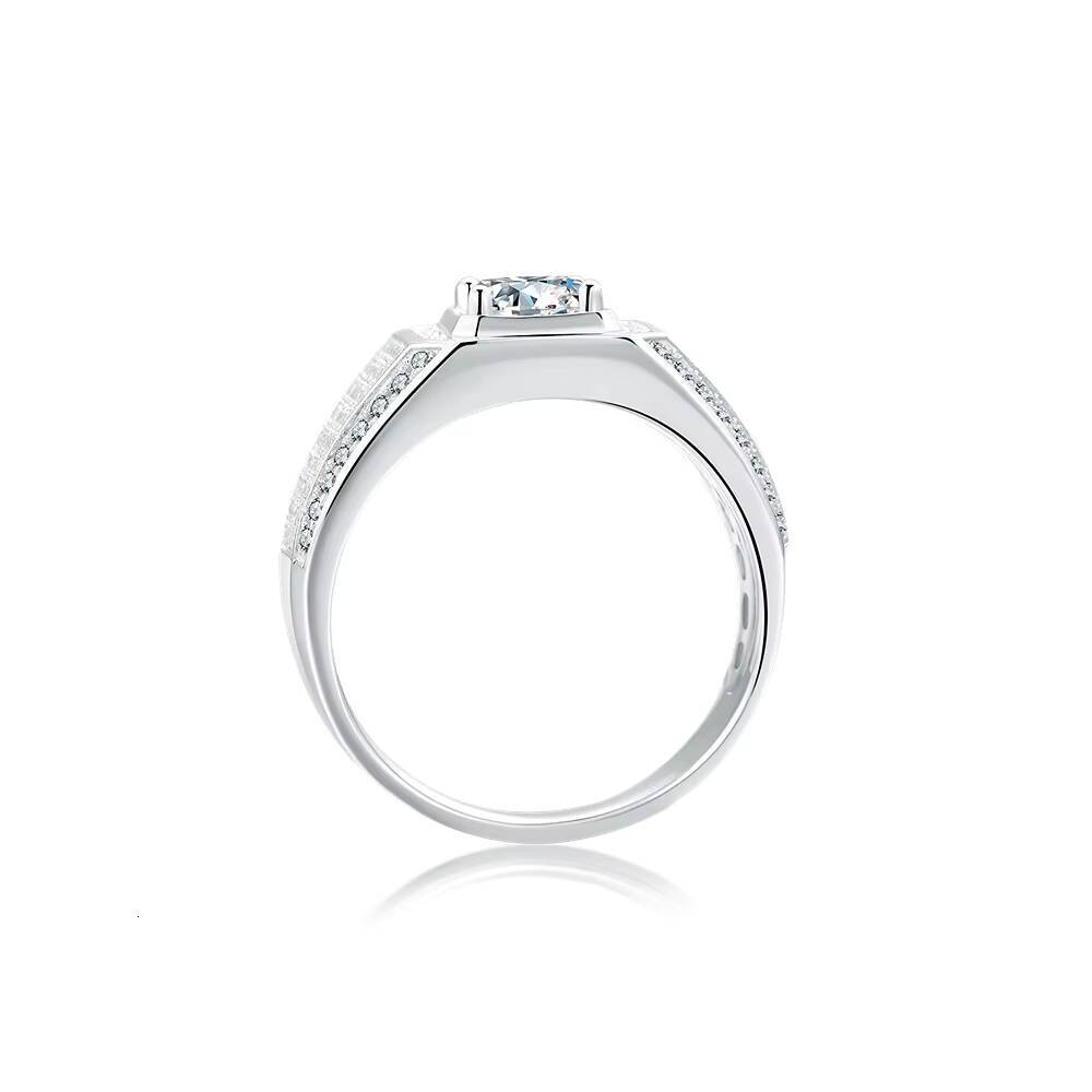 High Quality 925 Sterling Silver Band Mens Luxury 1Carat Moissanite Ring Mens for YiLun Manufacturer