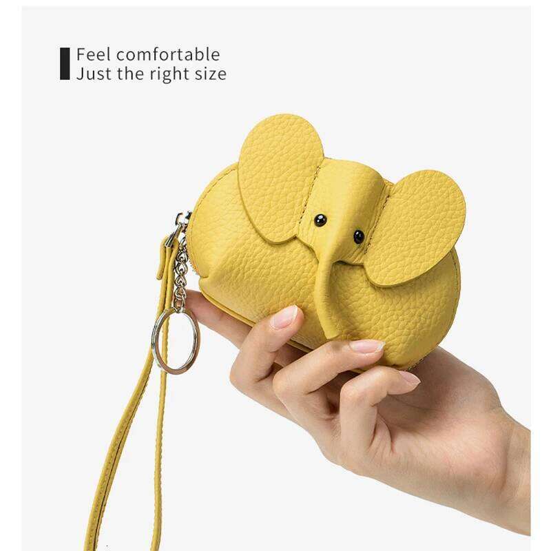 Royal Bagger Cute Elephant Coin Purse for Women Genuine Cow Leather Mini Storage Bag Fashion Ladies Clutch Wallet Purses C260304