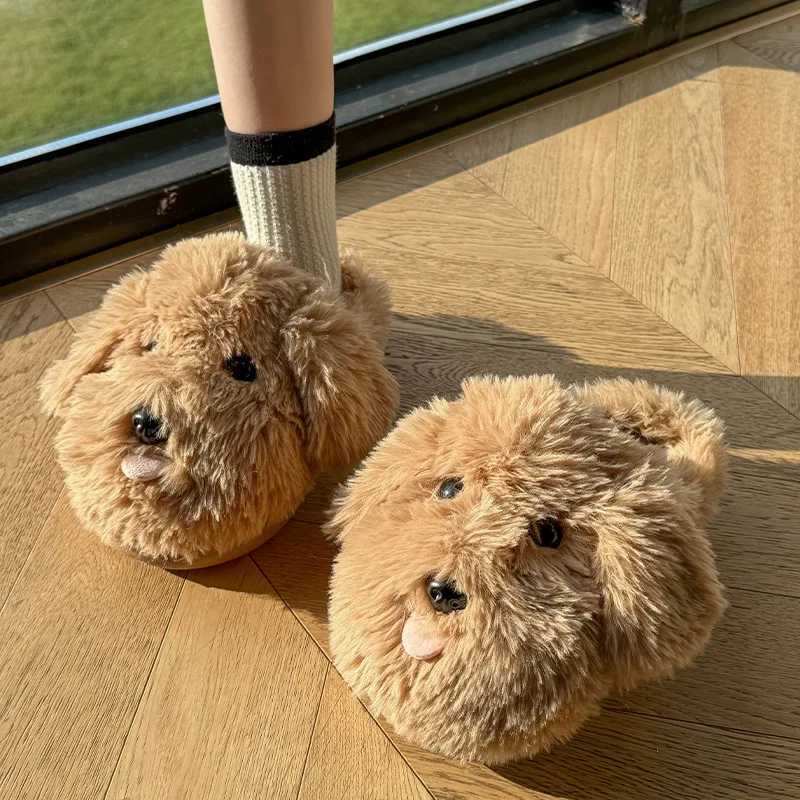 Fluffy Cartoon Womens Home Slippers Winter Cute Plush Luxury Designer Woman Shoes Flats Indoor Casual Fuzzy Fur Slides Elegant S260305