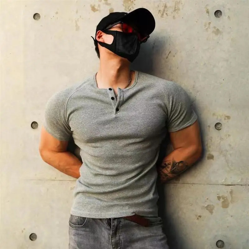T Shirt Men Casual Short Sleeve Muscle Joggers Bodybuilding Tshirt Male Gym Fitness Tops Tee Streetwear Slim Fit Summer 260302