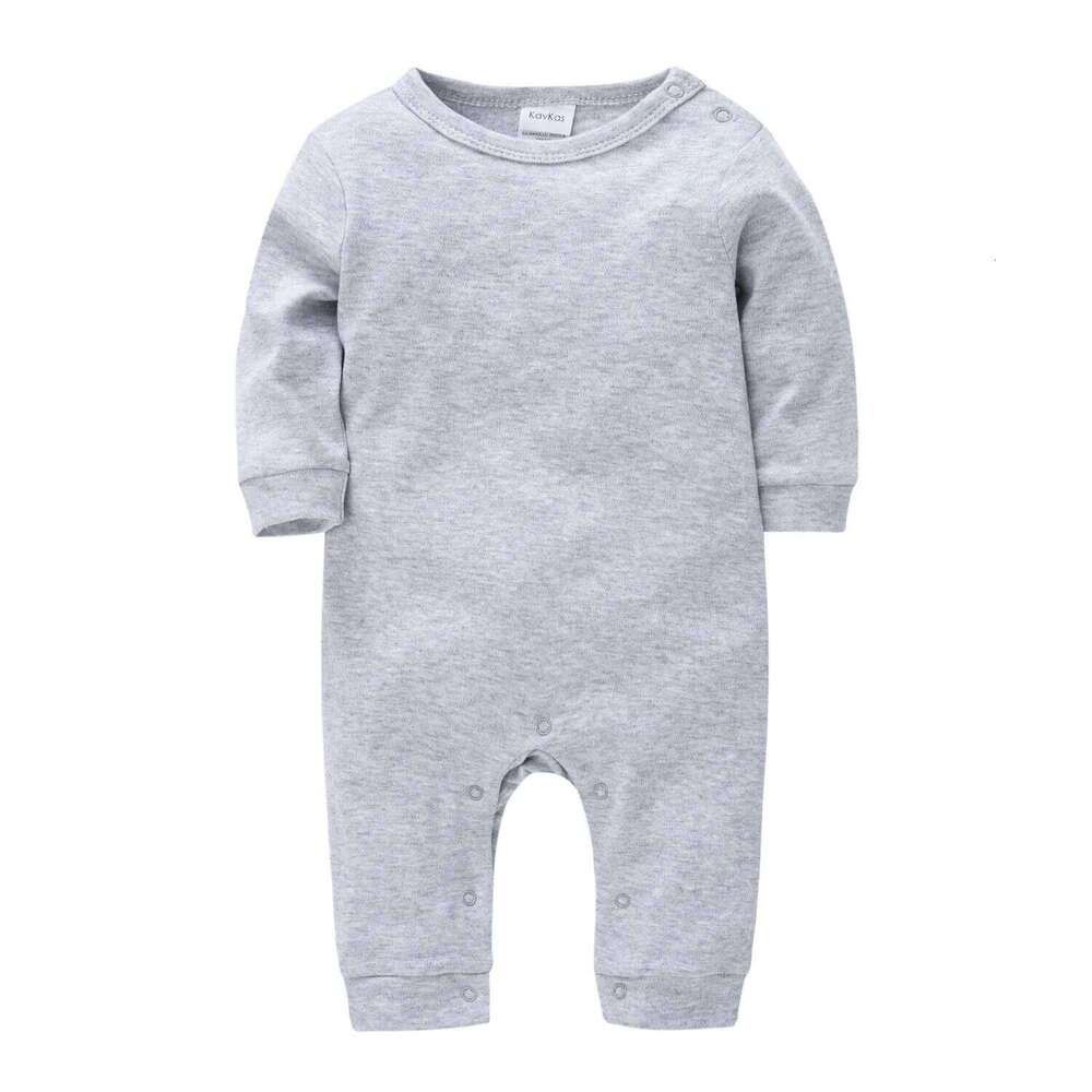 Kavkas Spring Baby Boys Girls Clothes Romper Solid Colors Blank Plain Long Sleeve 100% Cotton Kids Outfit Footies Jumpsuit Z260306
