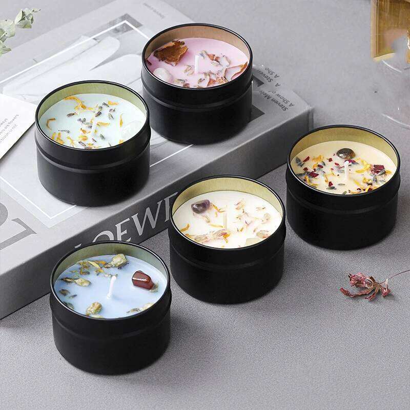 Crystal high-end iron cans, soy wax, dried floral wholesale scented candles, hand held gifts W260304 W260305
