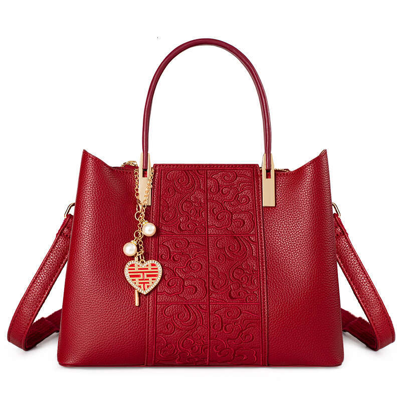 Tote National Style Embroidered Red Large Capacity Handbag Bride Wedding Gift For Middle Aged Women Mom Cheongsam Bag