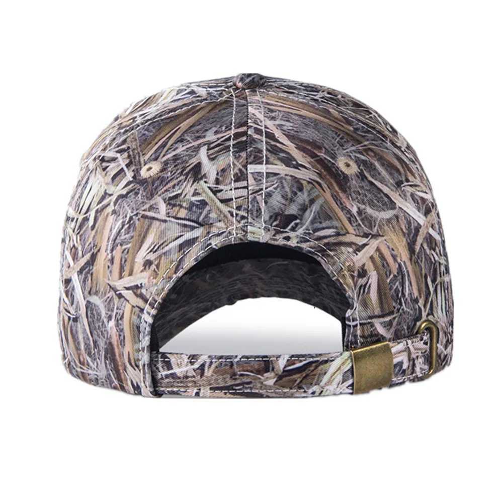 Outdoor Waterproof Bionic Camouflage Hunting Hat Sunshade Reed Bulrush Camo Fishing Hat Breathable Hiking Peaked Cap Cotton Hat S260306