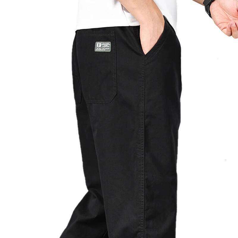 Big Size Casual Relaxed Fit Cotton Trousers Elastic Waist Drawstring Sweatpants Mens Jogger Pants Summer Spring